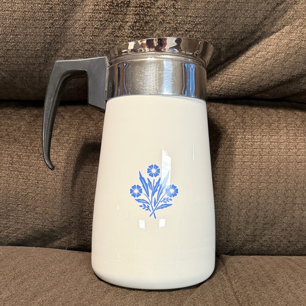Corningware Cornflower Coffee 9 cup Stovetop Percolator Excellent Condition